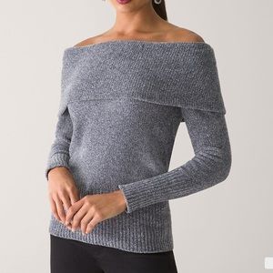 🆕 White House Black Market Off-The-Shoulder Chenille Sweater LP